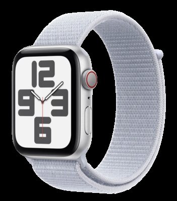 APPLE Watch SE (2024) Cellular 44mm Stříbrný hliník s oblačně modrým provlékacím řemínkem