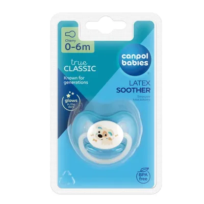 CANPOL BABIES Dudlík svítící kaučukový třešinka BUNNY&COMPANY 6-18m modrý