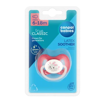 CANPOL BABIES Dudlík svítící kaučukový třešinka BUNNY&COMPANY 6-18m růžový