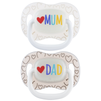 CANPOL BABIES Dudlík svítící silikonový symetrický LOVE MUM&DAD 0-6m 2 ks