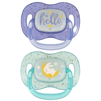 CANPOL BABIES Dudlík svítící silikonový symetrický NIGHTGLOW 0-6m kluk 2 ks