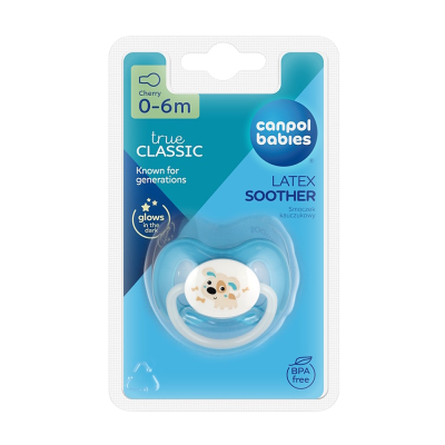 CANPOL BABIES Dudlík svítící kaučukový třešinka BUNNY&COMPANY 0-6m  modrý