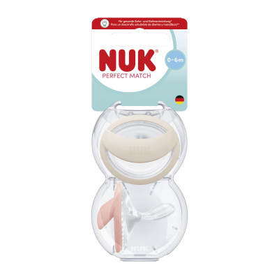 NUK Dudlík Perfect Match BEIGE/RED 0-6m BOX 2 ks