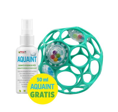OBALL Hračka RATTLE 10 cm 0m+ dark turquoise + 50 ml Aquaint