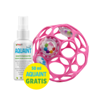 OBALL Hračka RATTLE 10 cm dark pink 0m+AQUAINT 100% ekologická čisticí voda 50 ml