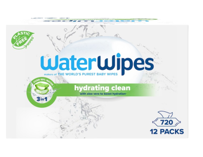 WATERWIPES Ubrousky vlhčené Hydrating clean bez obsahu plastů 12 x 60 ks
