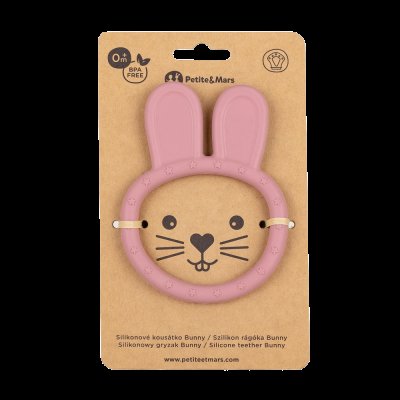 PETITE&MARS Kousátko silikonové Bunny Dusty Rose 0m+