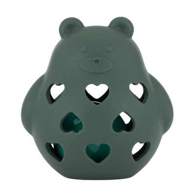 PETITE&MARS Hračka silikonová s chrastítkem Bear Basil Misty Green 0m+