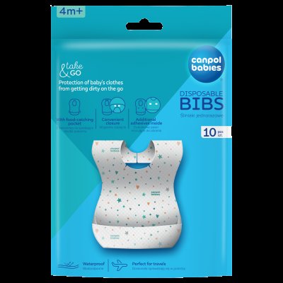 CANPOL BABIES Bryndák voděodolný jednorázový s kapsou 10 ks