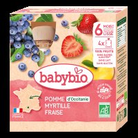 BABYBIO jablko, borůvky, jahody 4 x 90 g