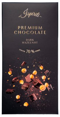 ISPIRITI Hořká čokoláda 70% s kousky lískových oříšků 80 g