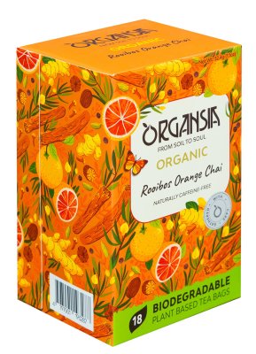 BASILUR ORGANSIA BIO Rooibos Orange Chai přebal 18 x 1.5 g