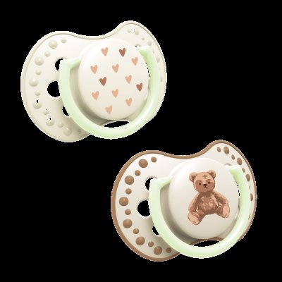 LOVI Dudlík svítící silikonový dynamický TEDDY LOVE  0-6m 2 ks