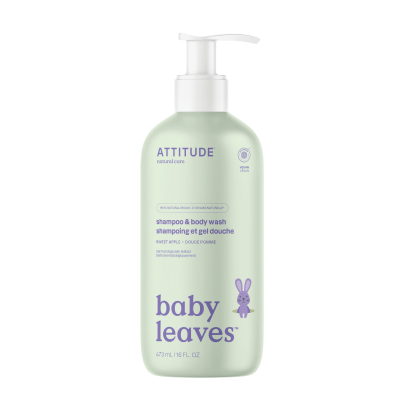 ATTITUDE Baby leaves Dětské tělové mýdlo a šampon 2v1 s vůní sladkého jablka 473 ml