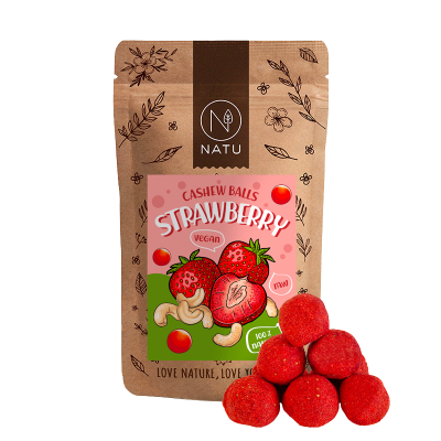 NATU Jahodové kuličky s kešu krémem 70 g