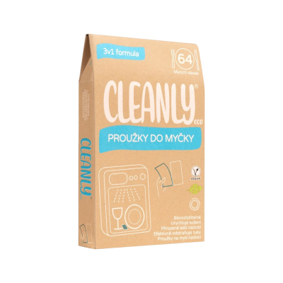 CLEANLY ECO Proužky do myčky - 3v1 formule 64 ks