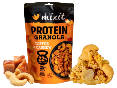 MIXIT Proteinová granola z pece - Toffee & kešu 350 g