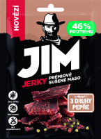 JIM JERKY Sušené hovězí maso, 3 druhy pepře 23 g