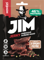 JIM JERKY Sušené hovězí maso, 3 druhy pepře 23 g