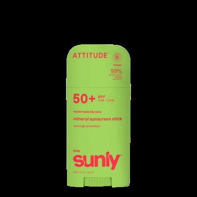ATTITUDE Dětský minerální opalovací krém Sunly SPF 50+ s vůní melounu a kokosu 60 g