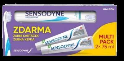 SENSODYNE Extra Whitening + zubní kartáček 2 x 75 ml