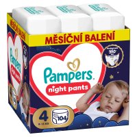 PAMPERS Plenkové kalhotky, Pants Night Velikost 4, 104 ks