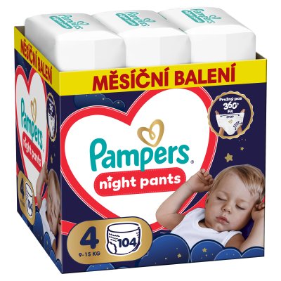 PAMPERS Plenkové kalhotky, Pants Night Velikost 4, 104 ks