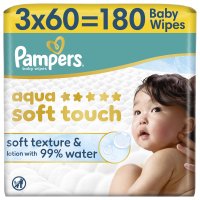 PAMPERS Dětské čisticí ubrousky, Aqua Soft Touch Baby 3 ks