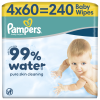 PAMPERS Dětské čisticí ubrousky s 99 % vody 4 x 60 ks