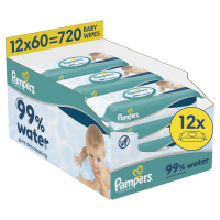PAMPERS Dětské čisticí ubrousky s 99 % vody 12 x 60 ks