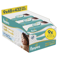 PAMPERS Aqua Soft Touch Baby dětské čisticí ubrousky 9 x 48 ks