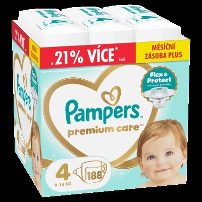 PAMPERS Premium Care Velikost 4, 9kg-14kg 188 ks