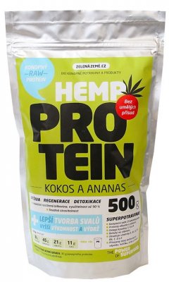Zelená Země Konopný protein, Kokos s ananasem 500 g