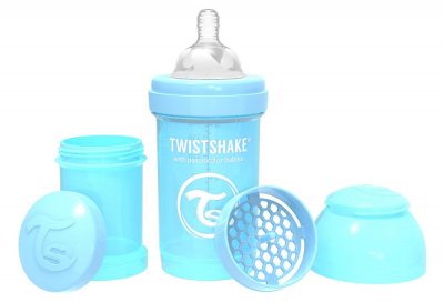 Twistshake Kojenecká láhev Anti-Colic (dudlík S) Pastelově modrá 180 ml