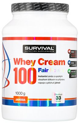 Survival Nutrition Whey Cream 100 Fair Power jahoda 1000 g - Survival Whey Cream 100 Fair Power 1000 g