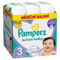 Pampers Active Baby Pleny 3 Midi 6-10kg Monthly Pack 208 ks