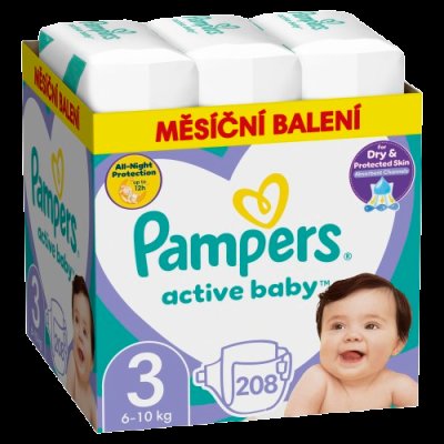 Pampers Active Baby Pleny 3 Midi 6-10kg Monthly Pack 208 ks