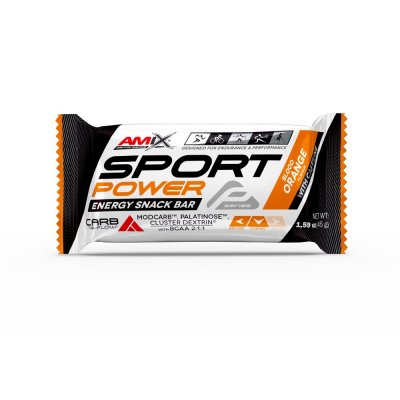 AMIX, Sport Power Energy Snack Bar s kofeinem , Krvavý pomeranč, 45g
