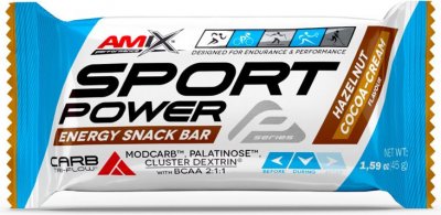 AMIX, Sport Power Energy Snack Bar, Lískooříškový kakaový krém, 45g