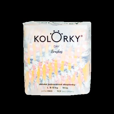 Kolorky DAY - štětce - L (8-13 kg) jednorázové eko plenky 19ks