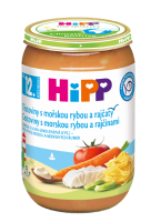 HiPP MENU Těstoviny s mořskou rybou a rajčaty 220 g
