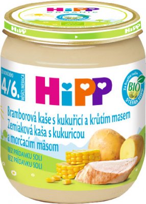 HiPP BIO Bramborová kaše s kukuřicí a krůtím masem 125 g