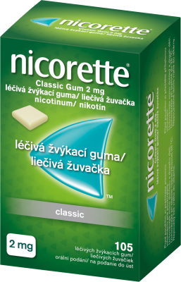 Nicorette Classic Gum 2 mg léčivá žvýkací guma 105 žvýkaček