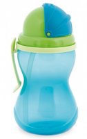 Canpol babies sportovní láhev s brčkem velká modrá 370 ml