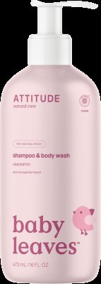 Attitude Baby leaves Dětské tělové mýdlo a šampon (2 v 1) bez vůně 473 ml