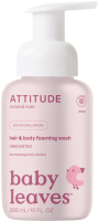 ATTITUDE Baby Leaves Pěnivé mýdlo a šampon 2v1 bez vůně 295 ml