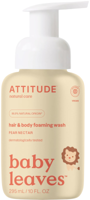 ATTITUDE Baby Leaves Pěnivé mýdlo a šampon 2v1 hruška 295 ml