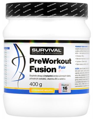 Survival Nutrition PreWorkout Fusion Fair Power citronové mojito 400g - Survival PreWorkout fusion 400 g