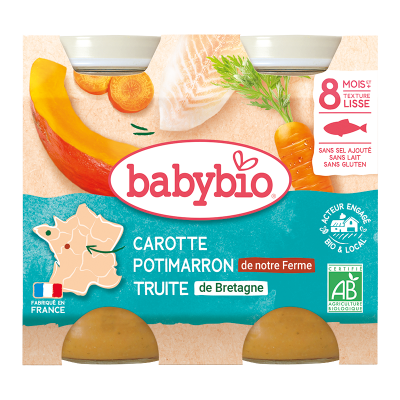 BABYBIO mrkev a dýně se pstruhem 2x200g