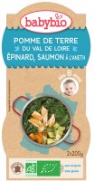 BABYBIO brambory a špenát s lososem a rýží 2x200g